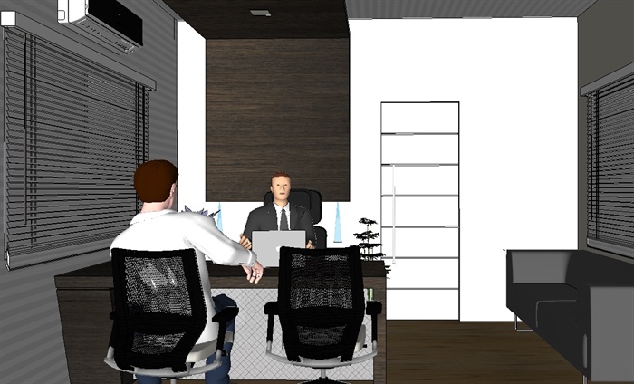 现代办公室室内空间su模型(2)