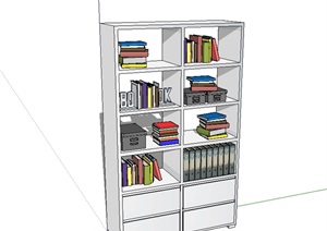 现代书柜详细素材设计SU(草图大师)模型
