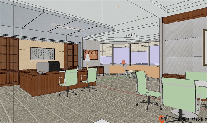 现代的经理办公室空间su模型(1)