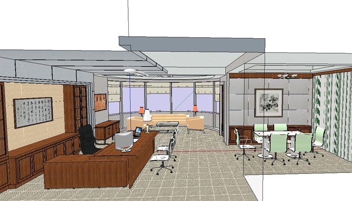 现代的经理办公室空间su模型(2)