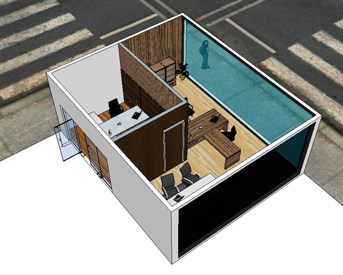 老板办公室空间su模型(2)