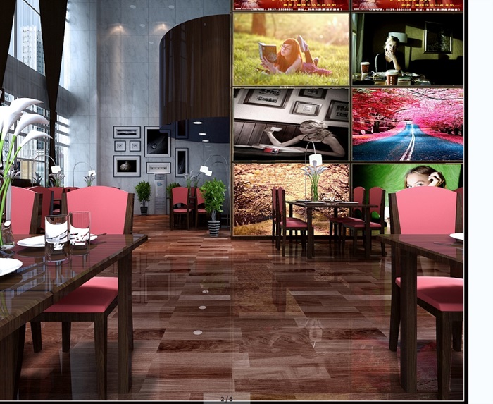 茶餐厅空间设计cad施工图及效果图 3D源文件及贴图(4)
