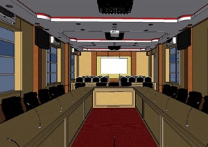 会议室详细空间设计SU(草图大师)模型