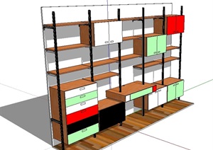 现代书柜独特素材设计SU(草图大师)模型