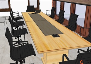 现代会议室详细空间设计SU(草图大师)模型