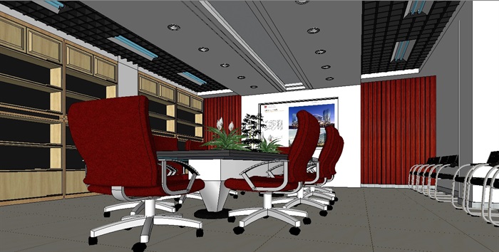 会议室详细空间装饰设计su模型(1)