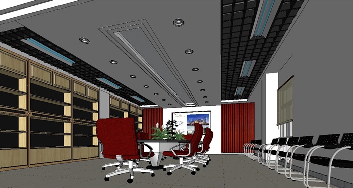 会议室详细空间装饰设计su模型(3)
