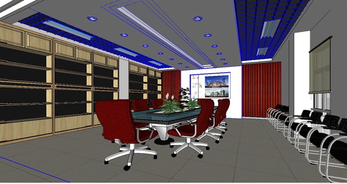 会议室详细空间装饰设计su模型(4)