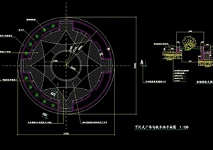 下沉式广场与跌水池cad平面图