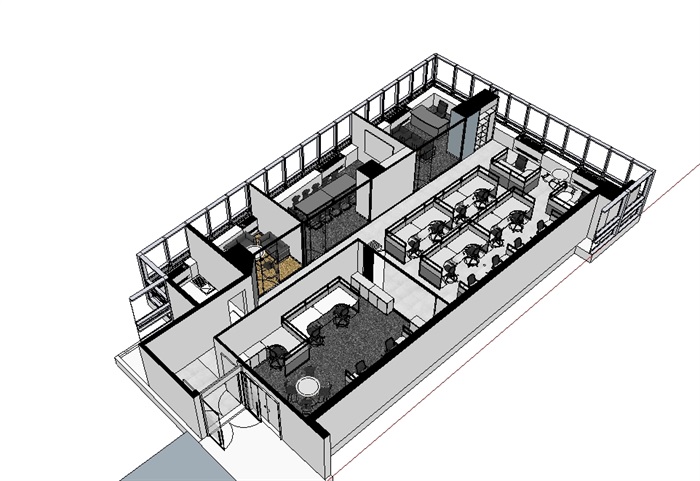 公司办公室装饰空间设计su模型(1)