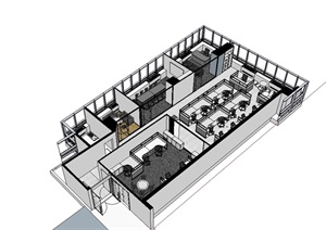 公司办公室装饰空间设计SU(草图大师)模型