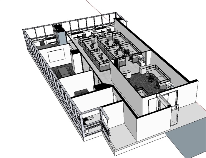 公司办公室装饰空间设计su模型(2)