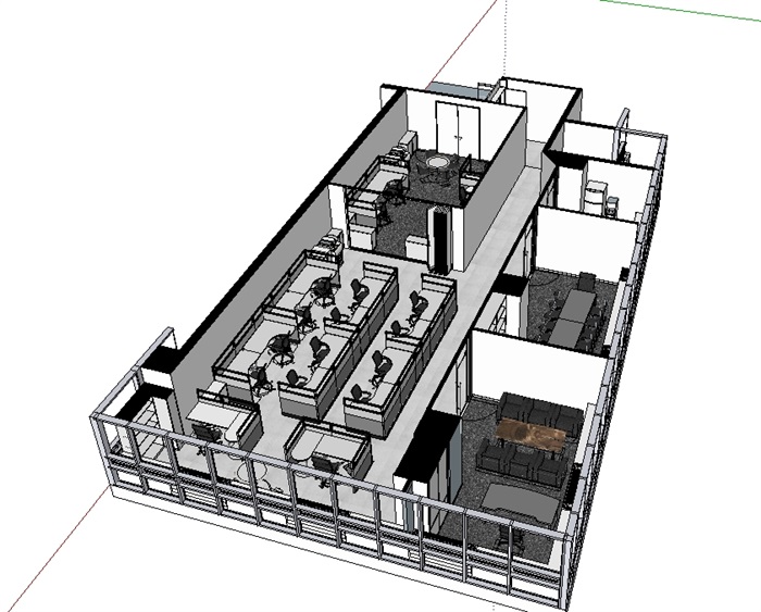 公司办公室装饰空间设计su模型(3)