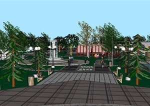 现代大型城市公园设计SU(草图大师)模型