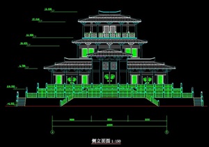 汉代庄王阁楼建筑设计cad方案图