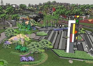 大型运动休闲公园景观设计SU(草图大师)模型