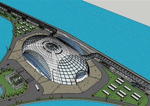 客运中心详细完整的建筑设计SU(草图大师)模型