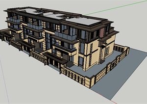 新古典风格详细别墅设计SU(草图大师)模型