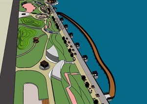 滨水景观公园详细设计SU(草图大师)模型