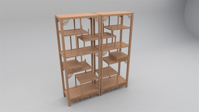 中式木柜书架设计su模型
