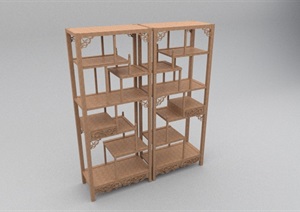 中式木柜书架设计SU(草图大师)模型