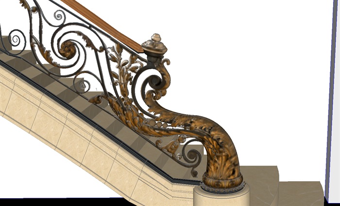 某欧式卢浮宫楼梯设计su模型