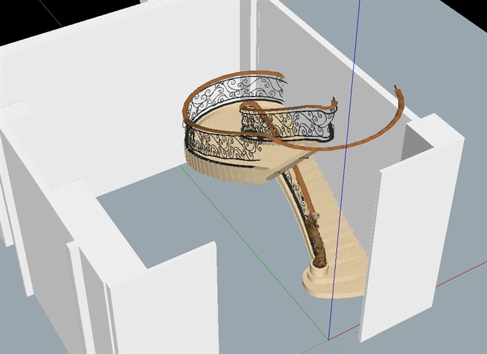 某欧式卢浮宫楼梯设计su模型(3)
