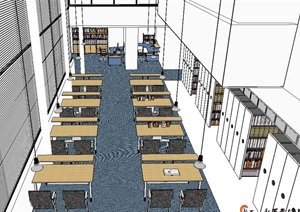 图书馆详细室内空间设计SU(草图大师)模型
