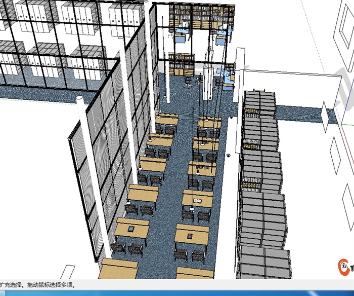图书馆详细室内空间设计su模型(3)