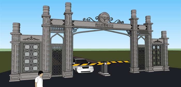 16个现代风格大门建筑方案ＳＵ模型(11)