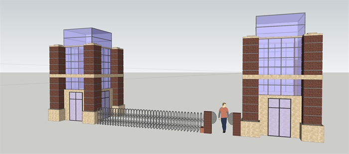 10个现代风格大门建筑方案ＳＵ模型(1)