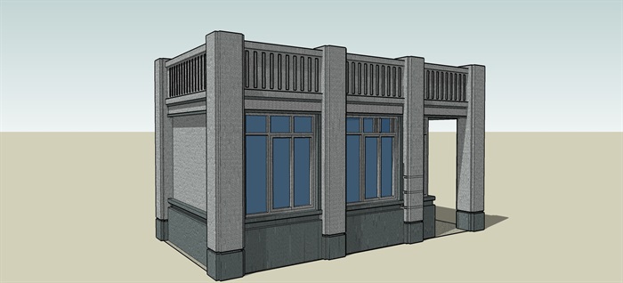 10个现代风格大门建筑方案ＳＵ模型(8)