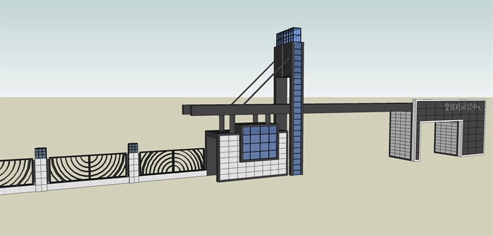 10个现代风格大门建筑方案ＳＵ模型(9)