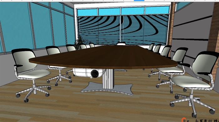 现代详细会议室详细空间设计su模型(1)