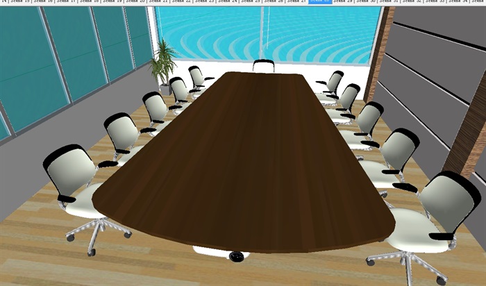 现代详细会议室详细空间设计su模型(2)