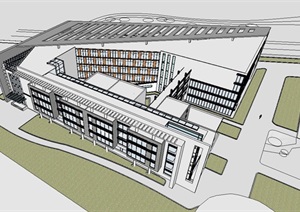 建筑系馆教学楼建筑设计SU(草图大师)模型