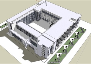 学校行政办公大楼建筑SU(草图大师)模型