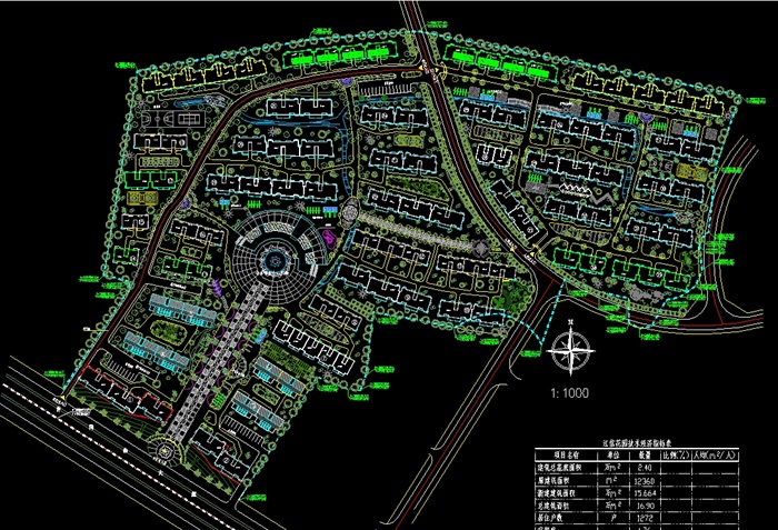 江信花园住宅景观规划设计cad总平面图(1)