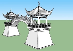 中国古建亭台楼阁塔建筑设计SU(草图大师)模型