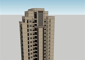 新古典高层住宅SU(草图大师)精细模型