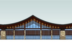 高速汽车休息站建筑设计SU(草图大师)模型