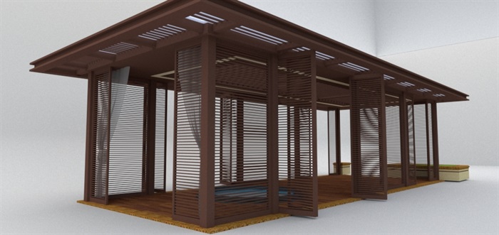 中式温泉廊亭素材设计su模型