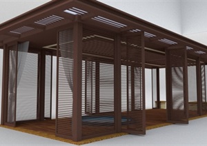 中式温泉廊亭素材设计SU(草图大师)模型