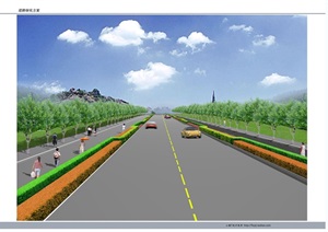 道路绿化种植设计CAD方案及透视效果图