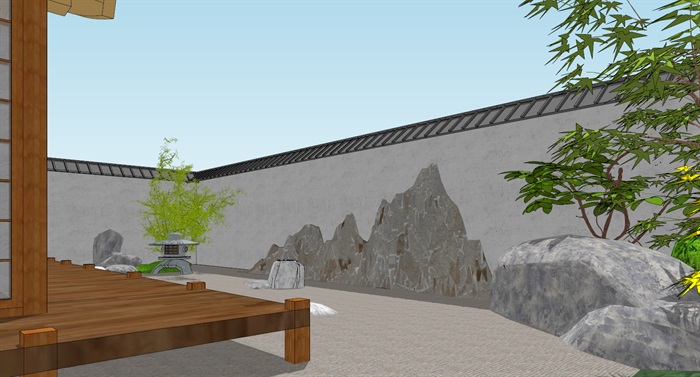 日本茶室小庭院景观设计模型(3)