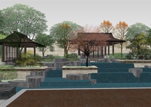 中式禅意庭院景观设计SU(草图大师)模型