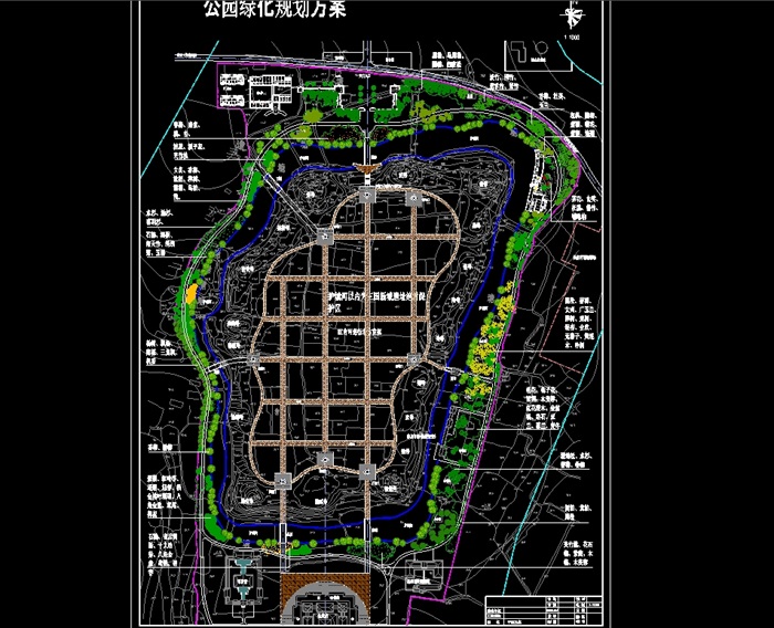 公园绿化规划设计cad方案图纸(1)