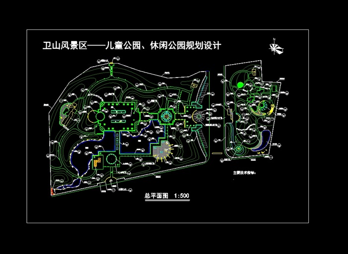 公园详细完整景观设计cad总平面图(1)