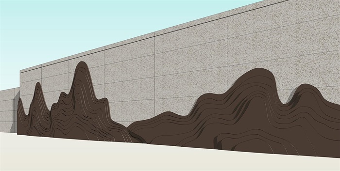 新中式山石禅意景墙设计su模型