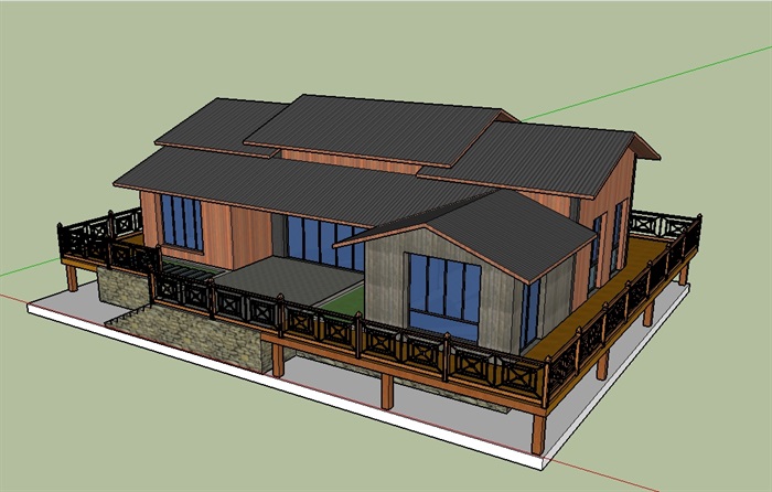 景区木屋详细建筑SU模型(2)